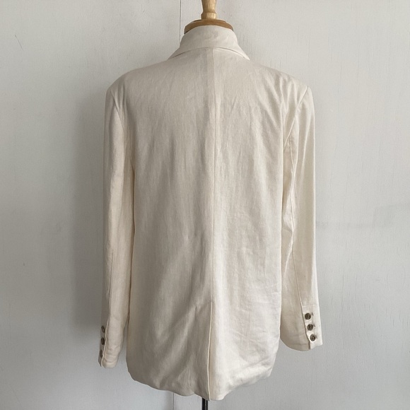 Old Navy Crème de la Crème oversized double breasted soft linen blend blazer M - Picture 5 of 13